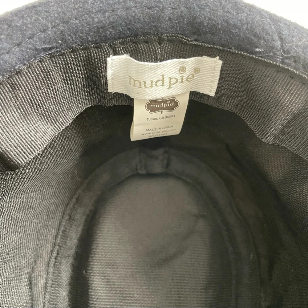Mudpie Hat Fedora Herringbone Band Ribbed Brim Two Toned Grey Navy Blue